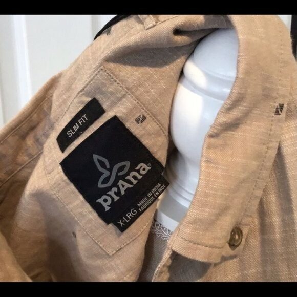 PrAna Button Collar Sparrow Bermuda Chambray Short Sleeve Shirt XL Slim Fit NWT - Picture 5 of 5